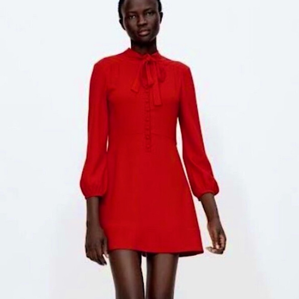 NWOT ZARA Bow Dress in Red (Size M)